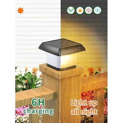 intelamp Solar Post Cap Lights Outdoor Waterproof 6 Packs, Fence Deck LED Lighting for 3x3 4x4 5x5 6x6 Wooden Vinyl with Remote Control Dusk to Dawn Warm White Light for Garden Patio Porch Mailbox