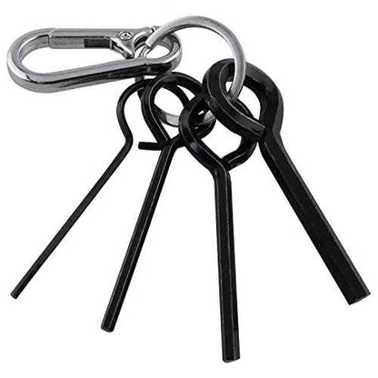 JianLing 1set Annular Allen Wrench Set Standard Dogging Key with Full Loop, Allen Wrench Door Key for Push Bar Panic Exit Devices (1pc 5/64 1pc 1/8 1pc 5/32 1pc 7/32 black circle and 1pc keychain)