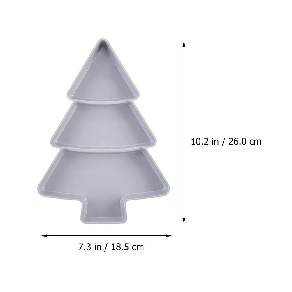 DOITOOL 2PCS Christmas Tree Shape Platter Snack Appetizer Trays Dessert Serving Dishes Divided Snack Serving Trays Fruit Cheese Dessert Plate - Grey