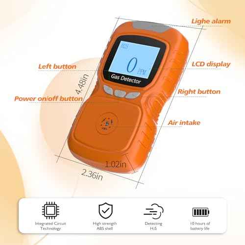 Clip Single Gas H2S Monitor, H2S Monitor Digital H2S Monitor, Clip-on 0~100ppm H2S Gas Detector with Voice, Vibration, Red Indicator Alarms,for Various Working environments