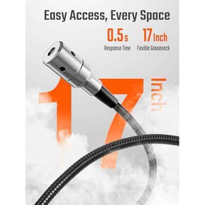 PT520A+ Rechargeable Gas Leak Detector, Natural Gas Detector with 17-inch Probe, Checking Combustible Leaks Like Propane, Methane, Butane for Home, HVAC and RV - Orange