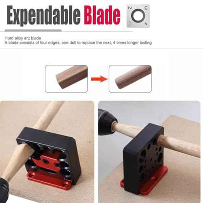 Dowel Maker Jig Kit Imperial 5/16 3/8 7/16 1/2 9/16 5/8 11/16 3/4in Adjustable 8 Holes Carbide Inserts Dowel Maker Jig Tool Woodworking Round Rod Auxiliary Tool for Electric Drill