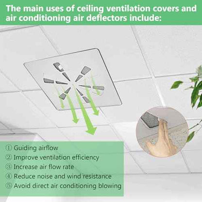 (1 Pack)-24" x 24" Adjustable Office Vent Cover - Durable,For Flat Office Ceiling Vents Ceiling Air Deflector for Conditioner or Heat Air Deflector Magnetic Size approximately: 24.75X24.75IN