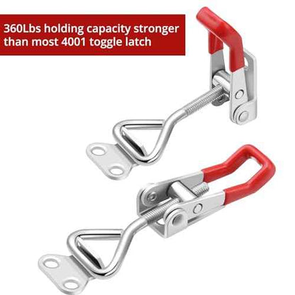 Hicarer 36 Pcs Toggle Latch Clamp Adjustable 330 Lbs Holding Capacity Pull Latch 4001 Heavy Duty Latch Lock Metal Door Latches Sturdy Latches Hardware for Smoker Lid Tool Box(Red, No Lock Hole)