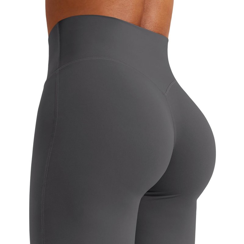 YEOREO Workout Leggings Womens No Front Seam Straight Leggings 29" High Waist Buttery Eddiy Gym Yoga Pants Dark Gray L