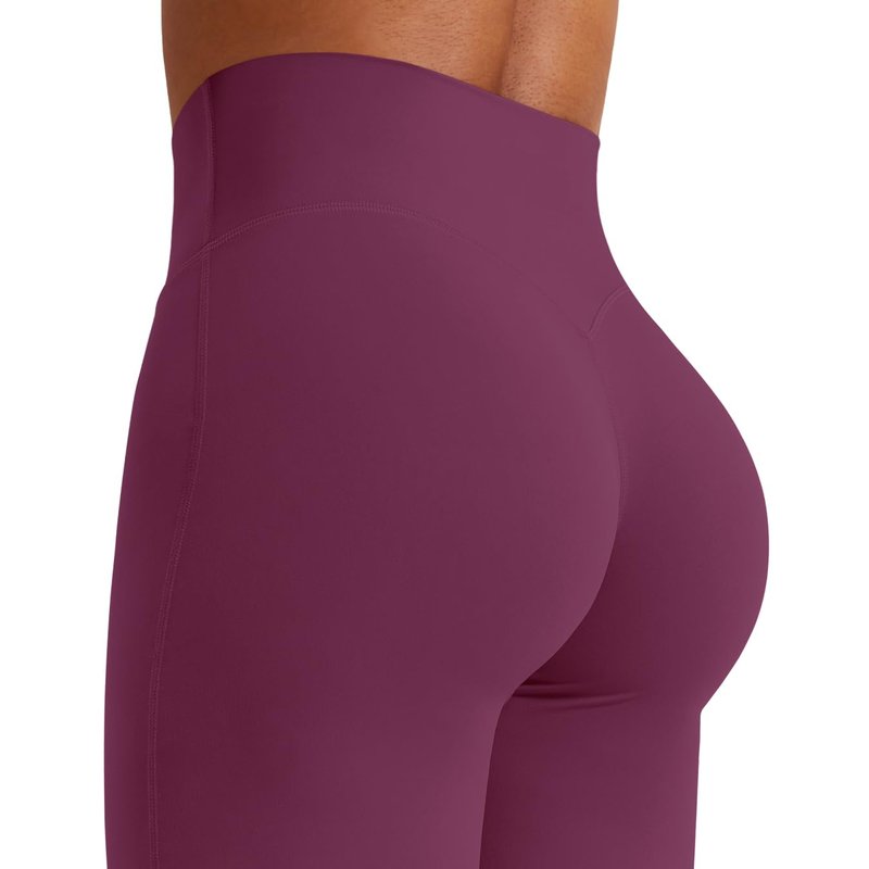 YEOREO Workout Leggings Womens No Front Seam Straight Leggings 33" High Waist Buttery Eddiy Gym Yoga Pants Black Cherry L