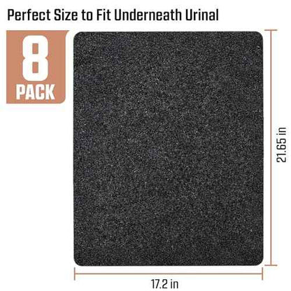 Urinal Mats (8 Pack - Rectangular) - Disposable, for Bathroom, Non-Slip Black Urinal Floor Mats | Odor-Absorbing Urinal Pads
