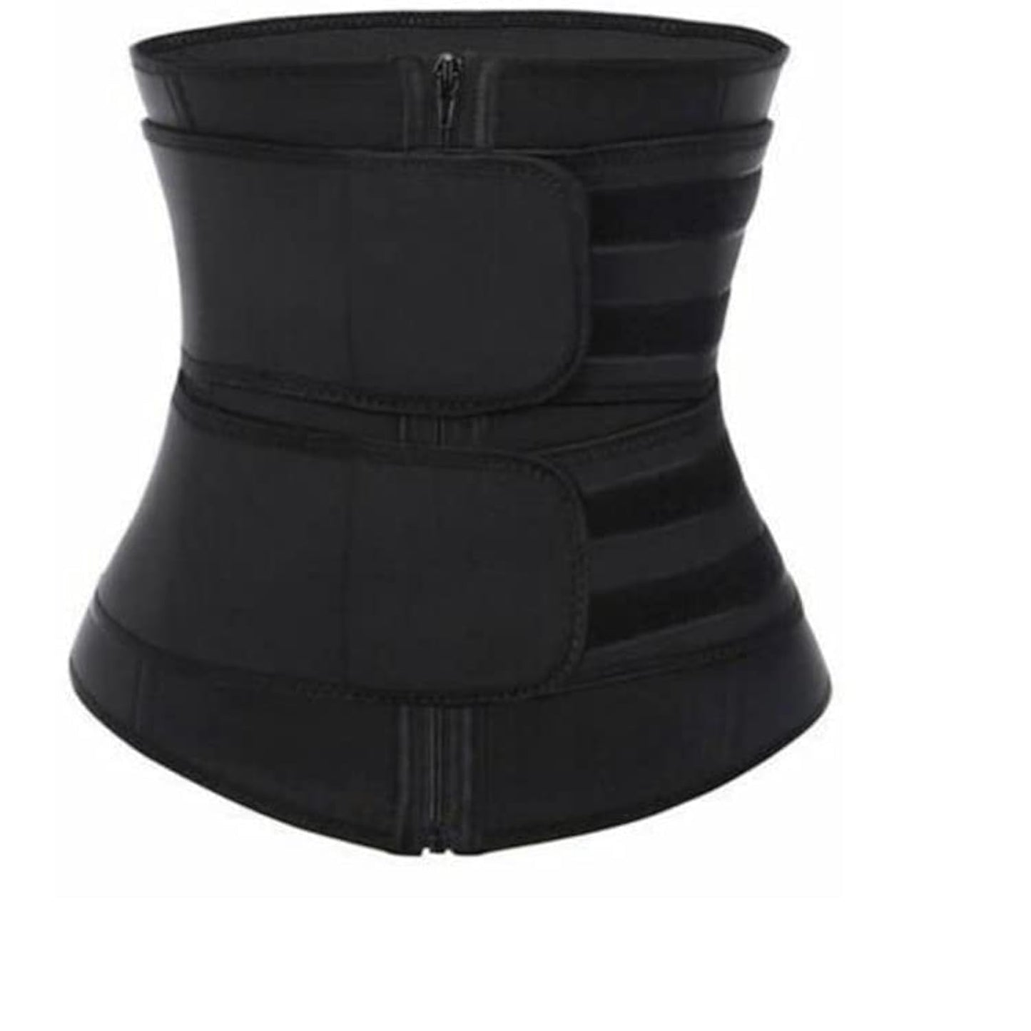 Flyposters Workout Waist Trainer for Women Man -Tummy Control Slimming Body Shaper Belt Sauna Sweat Corset Cincher with Zipper (Black, Medium)