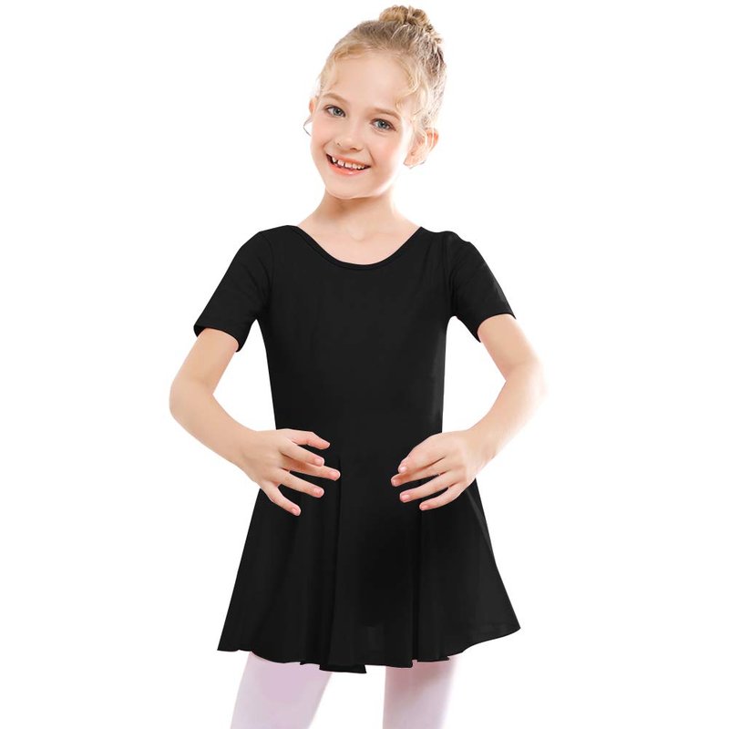 Stelle Ballet Leotards for Girls Dance Leotard with Skirt Toddler Dance Outfits Criss-Cross Back (Black,4-5 Years)