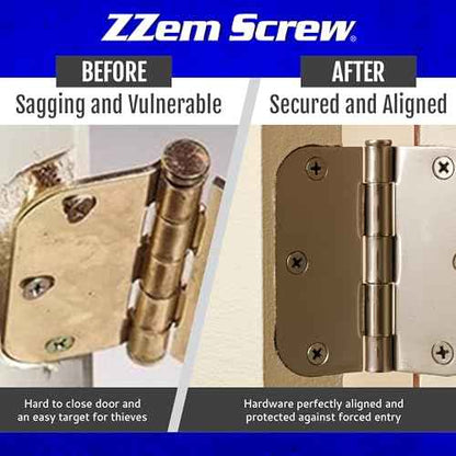 8-PK - #9x3 Steel Screws Permanent Door Hinge Repair Kit ? Easy Stripped Screw Hole Repair ? Reinforce Door Hinges, Strike Plates & Door Jamb Repair ? Quickly Fix Stripped Hinge Screws - Made in USA