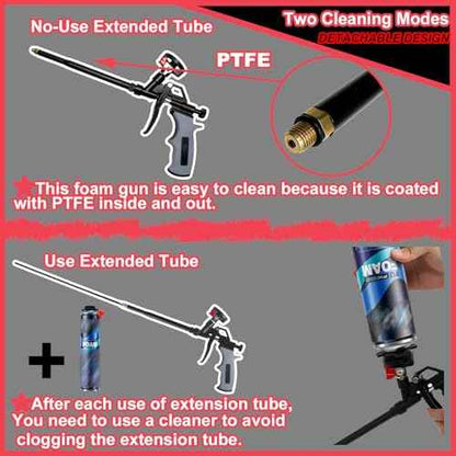 25inches Extended Foam Gun,PTFE-Coated Professional Expanding Foam Gun,Foam Spray Insulation Gun for Insulating and Caulking(Gray)