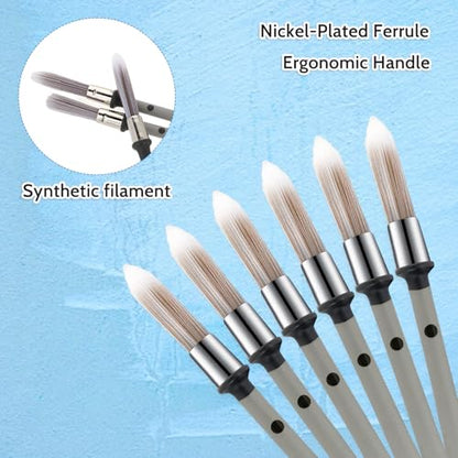 6 Pcs Paint Brushes for Painting Walls 0.37 Inch Small Paint Brush, Trim Paint Brushes Edge Painting Tool for Baseboards Furniture House Wall Corners Detail Paint Edger Brush and Touch Up Painting