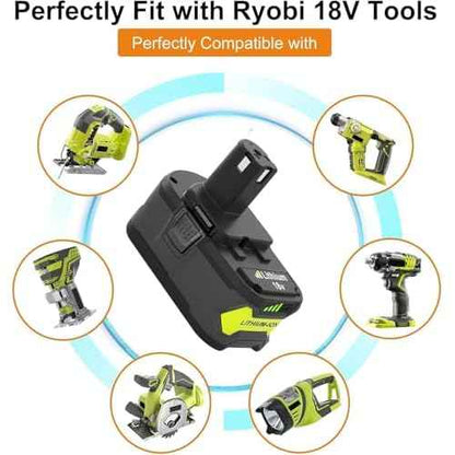 Upgraded 2Pack 8000mAh Replacement for 18V 8.0Ah Battery Compatible with Ryobi 18 Volt Lithium Ion Battery P102 P103 P104 P105 P107 P109 P190 P191 P122 Cordless Power Tools