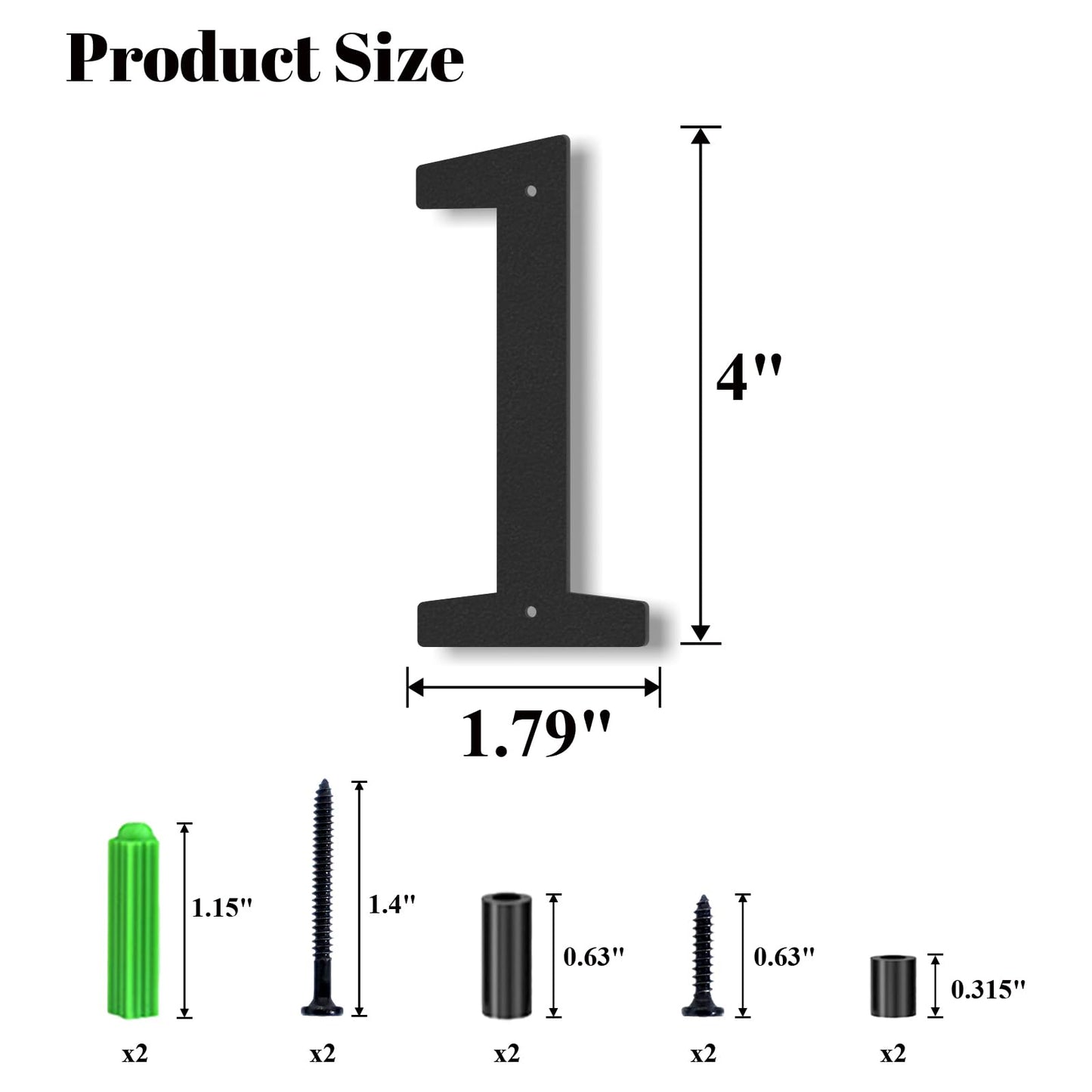 3" 4" 5" 6" 8" Stainless Steel Floating House Numbers, Metal House Numbers for Outside, Modern Address Number, Black Door Number for Mailbox, Garden, Yard, Apartment (4" 1)