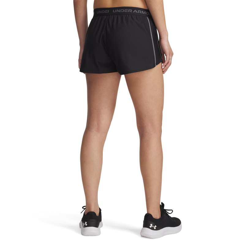 Under Armour Women's Tech Play Up Short, 3" Inseam Low Rise with Pockets, Quick Dry, Athletic Shorts for Workout, Running, and Gym, Black/Castlerock, Medium