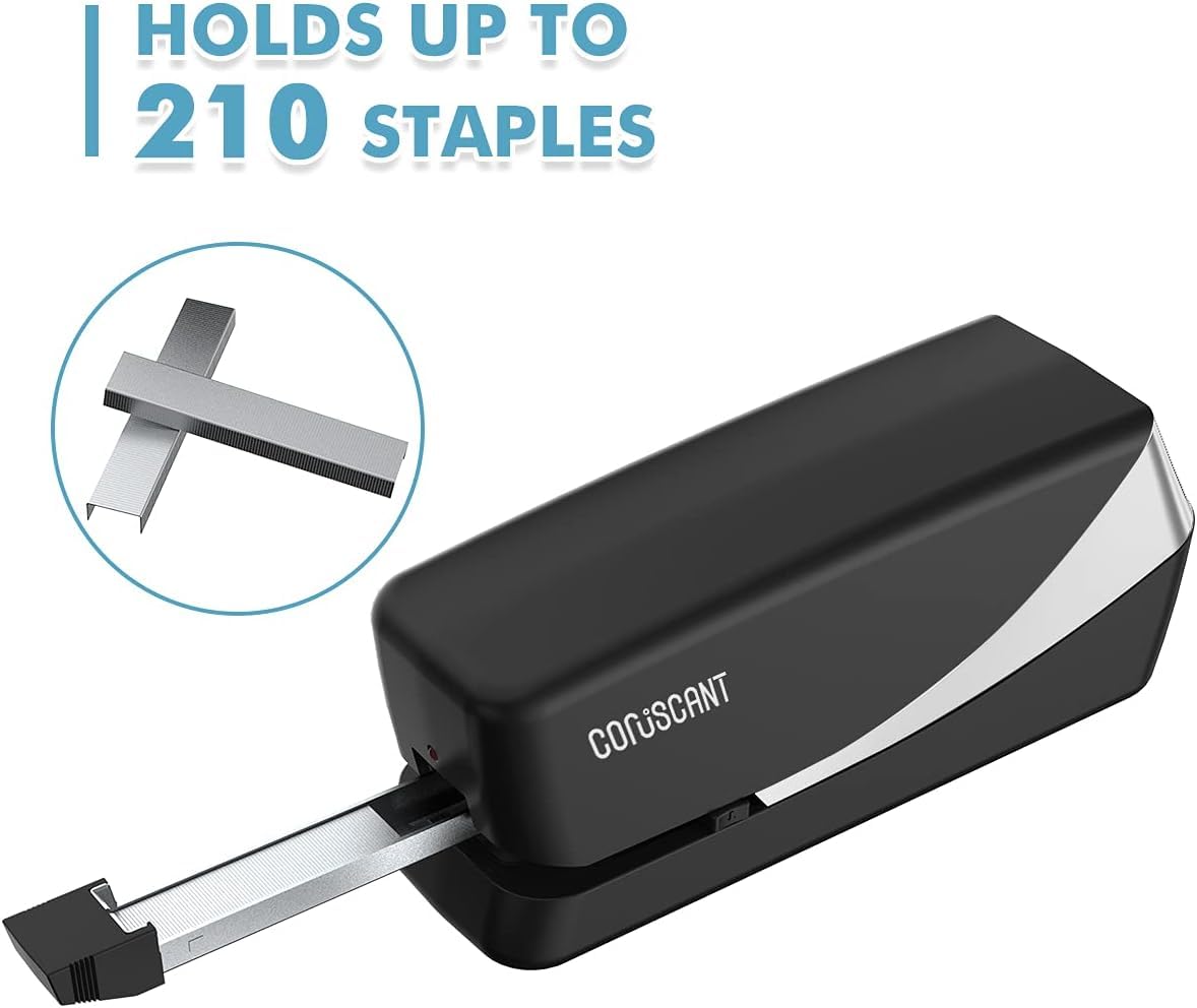 Coruscant Electric Stapler, Automatic Stapler, Heavy Duty，25 Sheet, Store 210 Staples，Including 2000 Staples,and 1 Staple Remover, Electric Desktop AC or Battery Powered for Home/Office Use