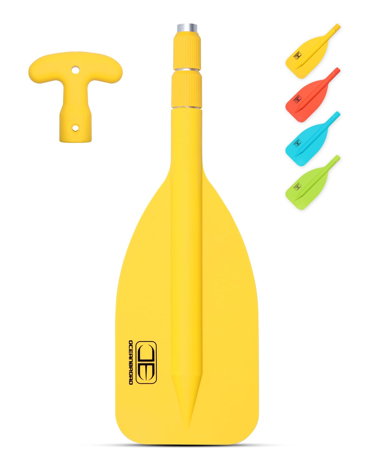 OCEANBROAD Telescoping Emergency Paddle 26''-54'' Collapsible Paddles Aluminium Shaft for Kayaking Boating Canoeing River Tubing, Yellow, 2 Paddles
