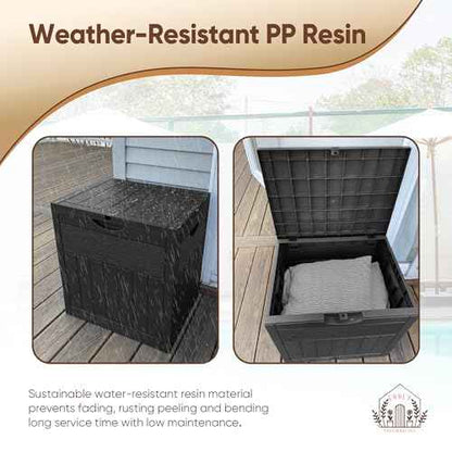 33 Gallon Outdoor Storage Box, Small Deck Box Waterproof, Lockable Secure Package Bin Delivery Box for Outside Front Porch, Patio Cushions Storage Box, Delivery Driver Snack Box for Porch, Black