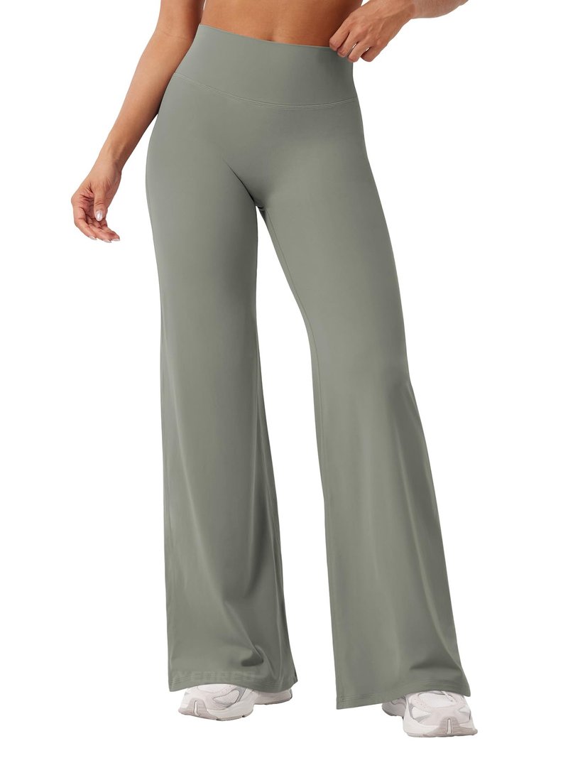 YEOREO Workout Leggings Womens No Front Seam Straight Leggings 31.5" High Waist Buttery Eddiy Gym Yoga Pants Gray Green XS