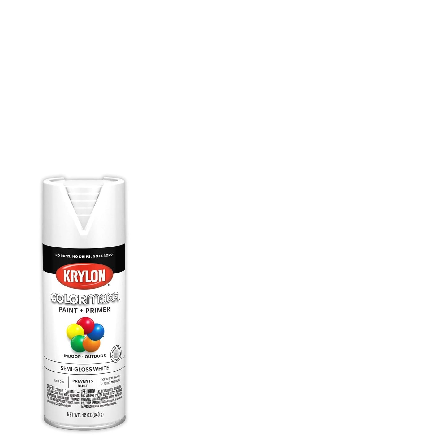 Krylon K05580007 COLORmaxx Spray Paint and Primer for Indoor/Outdoor Use, Semi-Gloss White, 12 Ounce (Pack of 1)