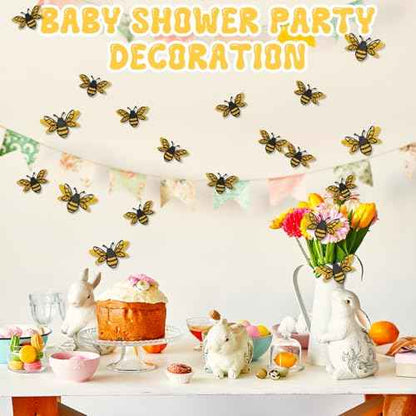 24PCS 3D Bee Stickers Removable Mural Decals Bumble Bee Stickers Honey Party Wall Decor Crafts Embellishments Cute Sticky Birthday Party Decorations