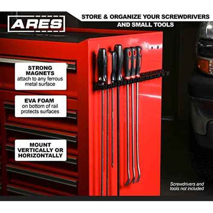 ARES 62027 - Blue 16.5-Inch Hand Tool Holder - Aluminum Rail Stores up to 16 Screwdrivers or Small Tools and Keeps Your Garage Organized