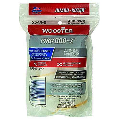 Wooster Brush RR303-4 Pro/Doo-Z Jumbo-Koter Shed Resistant Paint Roller Cover, 1/2 in Nap, 4-1/2 in L, 3/4 in, 4-1/2-Inch