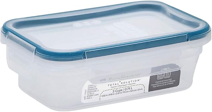 Snapware Plastic Total Solutions (5-Pack, 3 Cup) Food Storage Containers Set, Airtight & Leakproof Plastic Locking BPA-Free Lids Tupperware, Freezer Dishwasher Microwave Safe