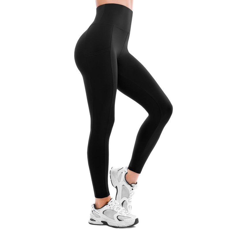 Walifrey Leggings with Pockets for Women 2 Packs,Women's High Waisted Yoga Leggings Gym for Workout Black LXL