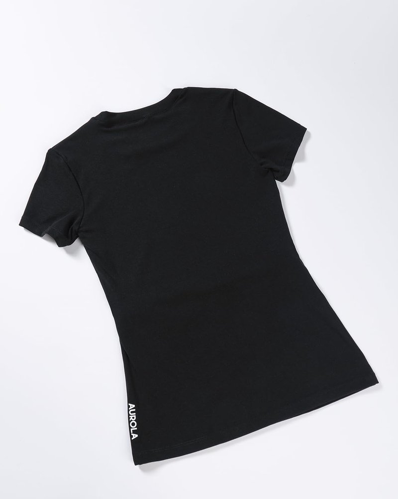 AUROLA Everyday Fitted T-Shirt for Women,Crew Neck Basic Short Sleeves T ShirtCrop Tops Modal Slim Fit Tee (Black,M)