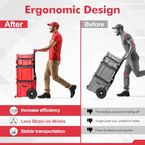 Front Wheels Compatible for Milwaukee Packout Rolling Tool Box,Packout Caster Wheels Accessories for Packout Tool Box,Making Transportation Easier