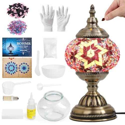 DIY Turkish Mosaic Lamp Kit,Table Lamp Making Kit, Easy No Skills Craft for Family Team,Decorative Table Desk Light Crfat Kit for Living Room Bedroom, Make Your Own Table Lamp,Gifts,Purple