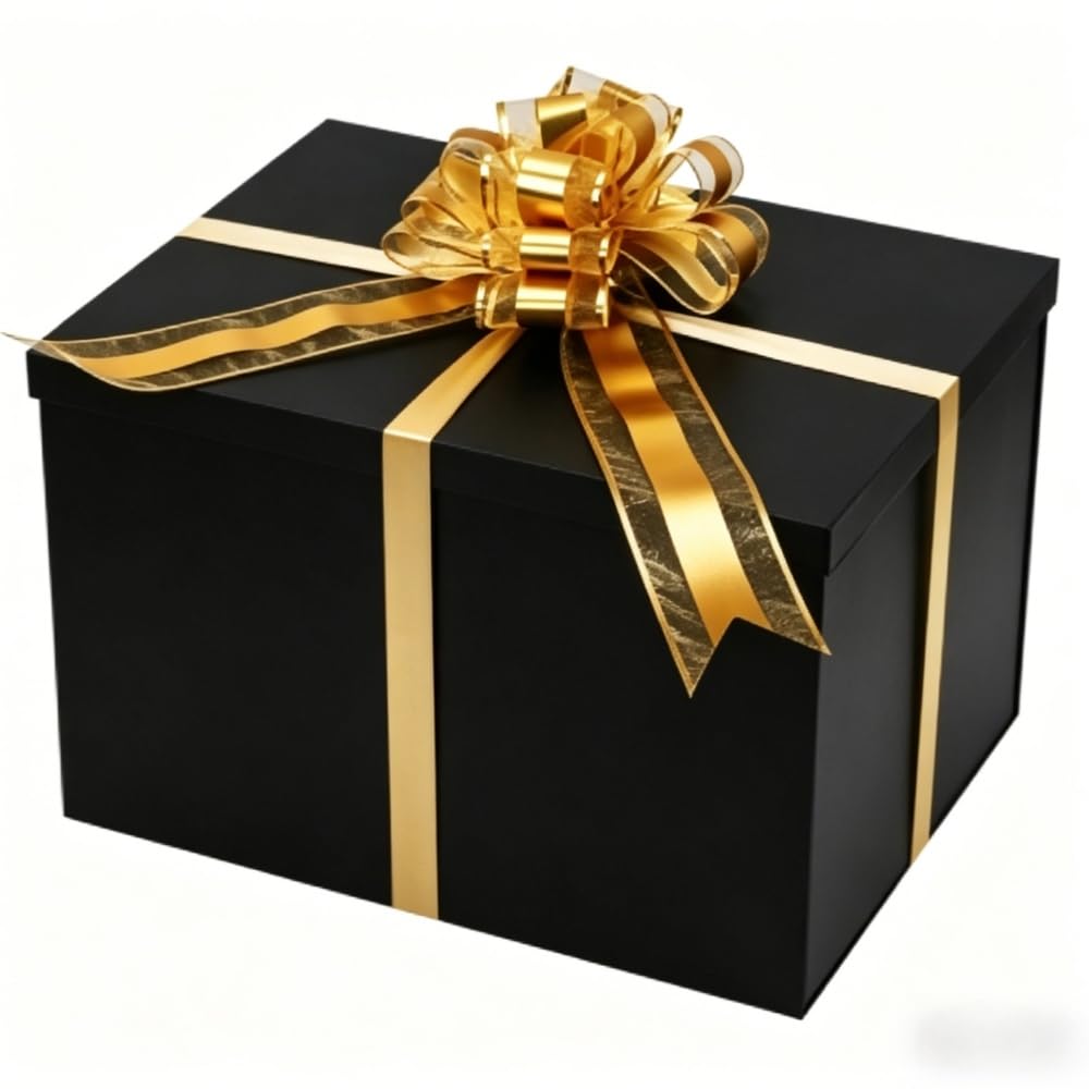 UoeRing Black Extra Large Gift Box 1Pcs 17x13x11 inch,luxury Gift Box with Lid for Birthday Christmas Valentine's Day Mother's Day (Contain Pull Bows,Card,Envelope,Filler)