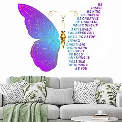 Epakh Butterfly Inspirational Quotes Wall Decals Vinyl Peel and Stick Wall Art Stickers Large Removable Motivational Positive Saying Decals for Women Nursery Bedroom Living Room Kitchen Office Home