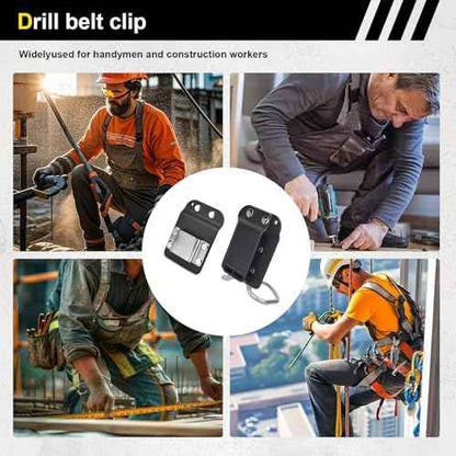 Tape Measure and Hammer Holder, Tool Belt Clip System with Drill Holster & Hammer Loop, Fits 2 Inch Belts for Standard Tape Measures, Claw Hammers, Mallets and Tool Organization