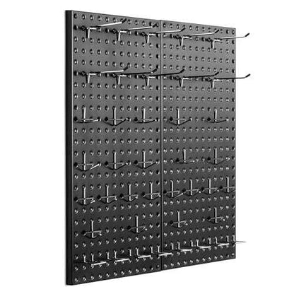 VEVOR Metal Pegboard Panels, 24" x 12" Pegboard, 2 Panels, Heavy Duty Peg Board Wall Organizer with Accessories, for Living Room Garage Tool Storage Office Organization Craft Room Kitchen Home, Black