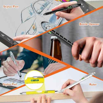 Stocking Stuffers Gifts for Men Women, Birthday Gift from Daughter Son Wife, 9 In 1 Multi-Tool Pen Set Christmas Gifts for Dad Grandpa Husband Boyfriend, Cool Unique Tools Gadgets for Men, Yellow