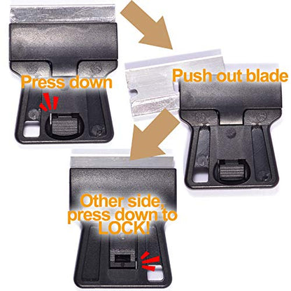 Portable 1.5inch Mini Metal Razor Scraper and Plastic Scraper with Blades, Putty Knife Set Removing Glue, Stain, Vinyl, Labels, Stickers, Decals, Pack of 2