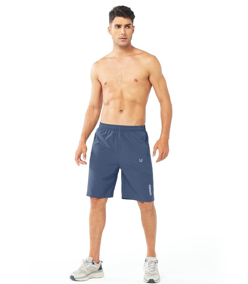 NORTHYARD Men's Athletic Running Shorts Gym Workout 7"/9"/5" Quick Dry Lightweight Sports Basketball Tennis 3 Zipper Pockets FEDERALBLUE-9inch S