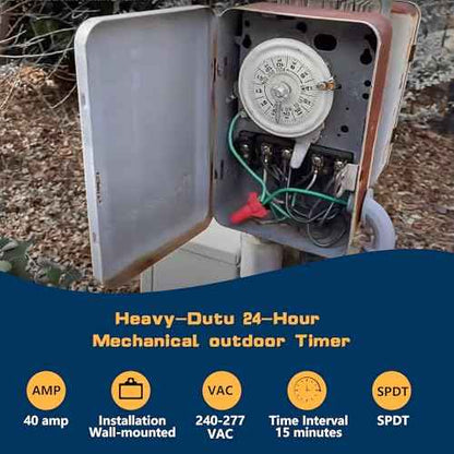 T104M Electromechanical Timer Switch Versatile Scheduling Manual Override,1-12 Cycles Per Day