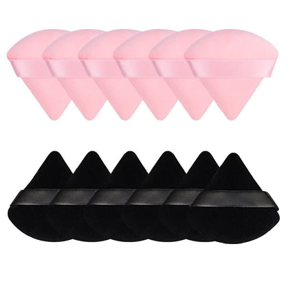 Pimoys 12 Pieces Powder Puff Face Triangle Makeup Sponge for Loose Powder Setting Powder Velour Foundation Blender Sponge Beauty Makeup Tool, Black