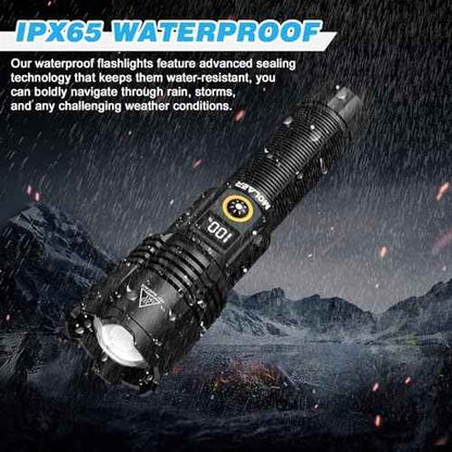 Rechargeable Flashlights 2200 High Lumens, Super Bright LED Flashlight with Zoomable, 6 Modes, IPX6 Waterproof, Powerful Tactical Handheld Flash Light for Camping, Hiking, Emergencies