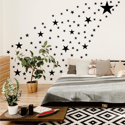 Black Star Wall Decal Stickers for Boys Girls Bedroom Removable Vinyl Star Wall Stickers for Kids Baby Nursery Room Decorations