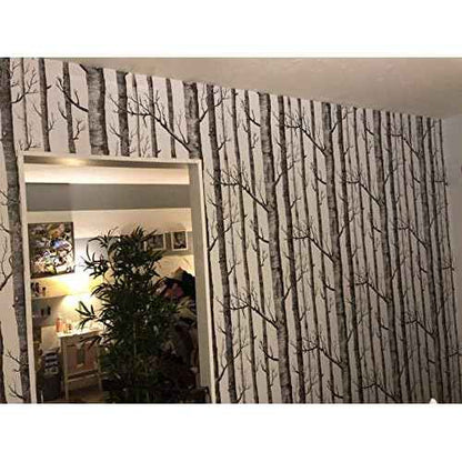 Birch Tree Peel & Stick Shiplap Black/White Removable Wallpaper - Self Adhesive, Waterproof & Shelf Liner - Home Decoration - 17.7" x 118"