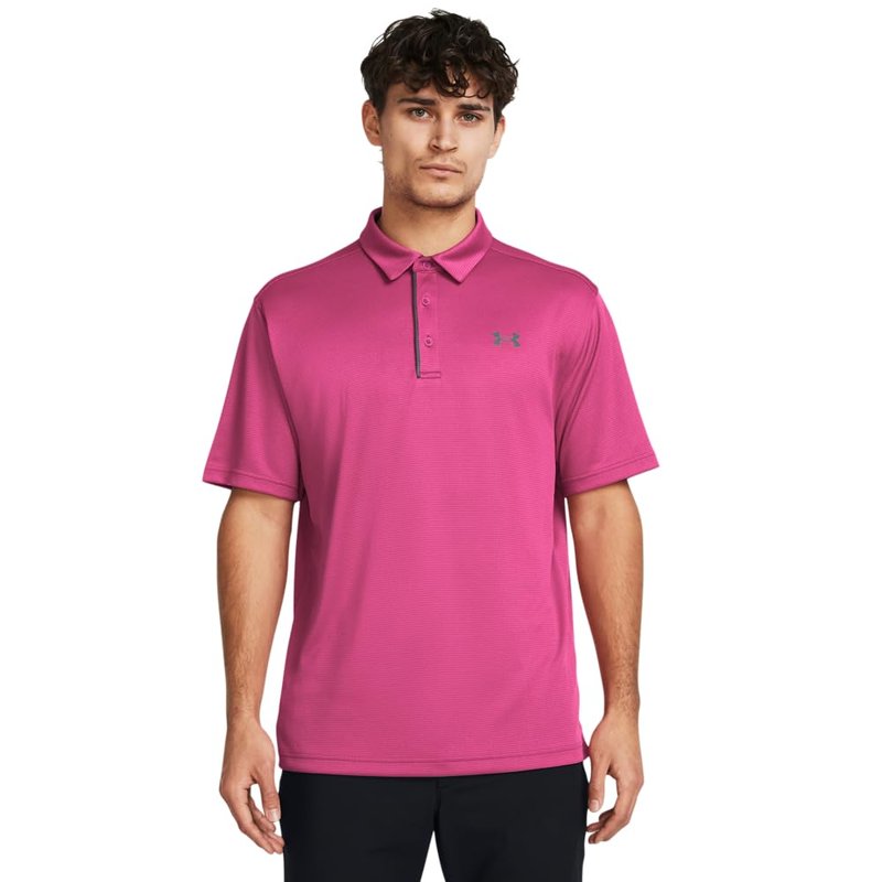 Under Armour Men's Tech Golf Polo, (686) Astro Pink / / Pitch Gray, Medium Tall
