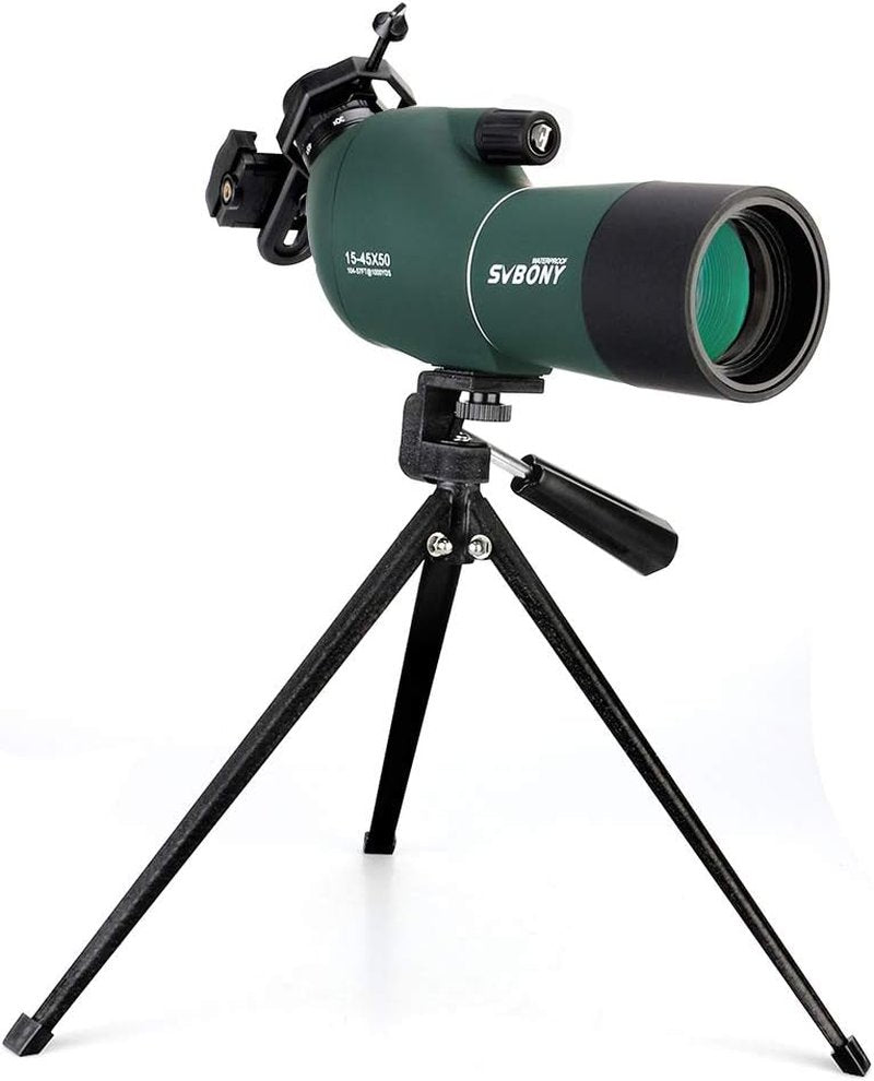 SVBONY SV28 Spotting Scope - 15-45x50mm Zoom Lens, Waterproof & Fogproof for Bird Watching | Tripod & Phone Adapter Included