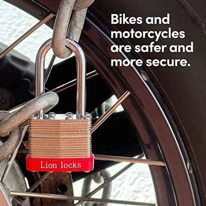 Lion Locks 6 Keyed Alike Padlocks with 2" Long Shackle, 12 Keys - Padlocks for Outdoor Use, Locks with Keys, Hardened Steel Case, Pick Resistant Brass Pin Cylinder for Hasp Latch, Locker, Gate