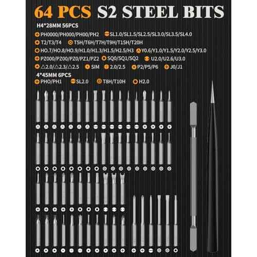 LCORE electric Screwdriver set, 3.7V Cordless Screwdriver Set,ED1 PRO 67-in-1 Power Screw Driver, Max 0.35N.m,62 Magnetic Bits, LED Light,4 Torque, for Electronics, Phones, Cameras, Laptops, Watches
