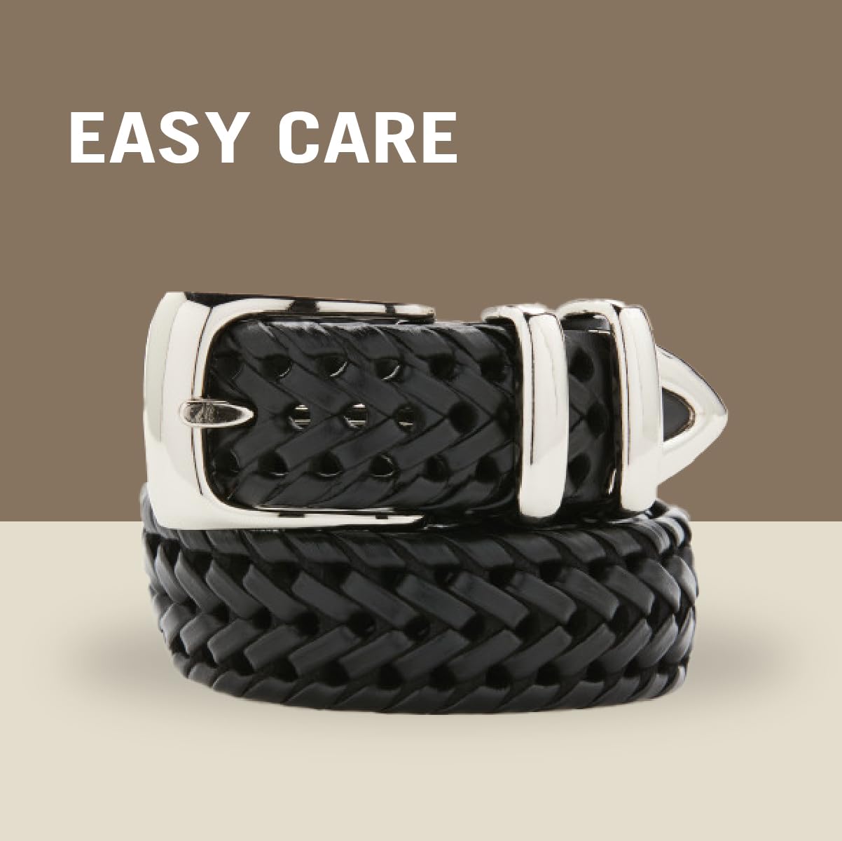 Perry Ellis Men's Portfolio Braided Leather Belt, Luggage, 32