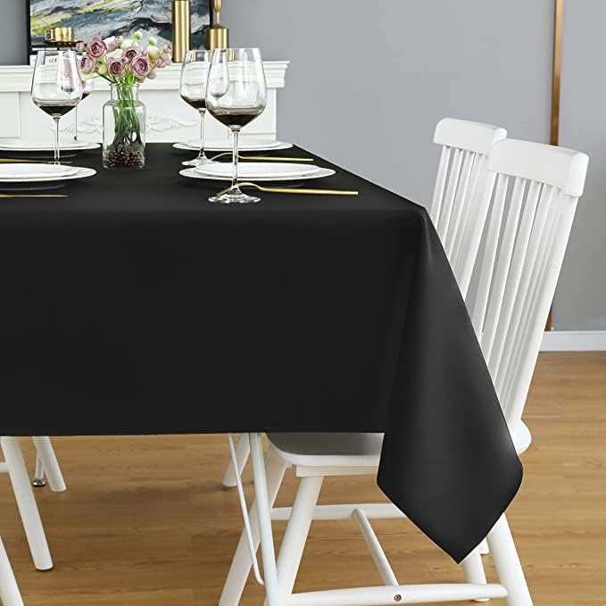 LivinEase Rectangular Tablecloth 140x200cm – 250 GSM Cotton Blend Black Table cloths for 4 to 6 Seater Table - Linen TableCloth Ideal for Christmas, Parties, Halloween and Every Occasions